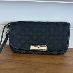 Coach Black Signature Wristlet Clutch